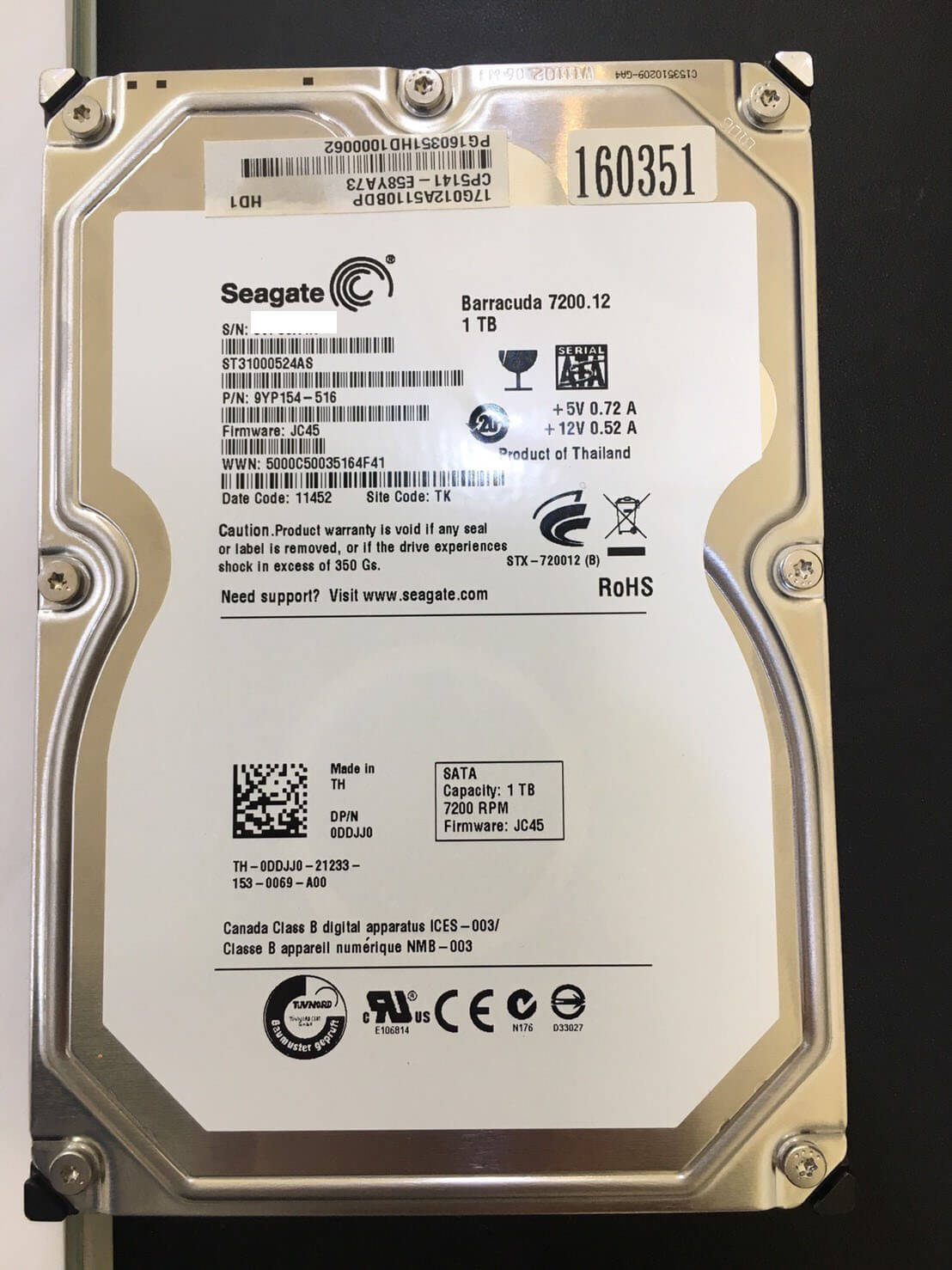 Seagate 1TB (ST3100524AS) 硬碟資料救援