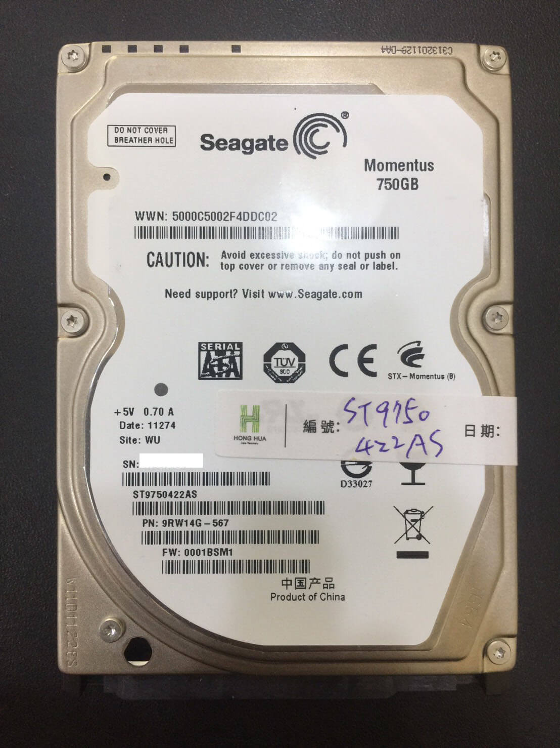 Seagate 750G (ST9750422AS) 硬碟資料救援
