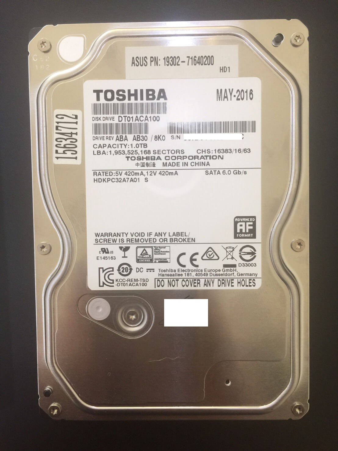 WD 1T WD10EZEX*2,TOSHIBA 1T*3 硬碟資料救援