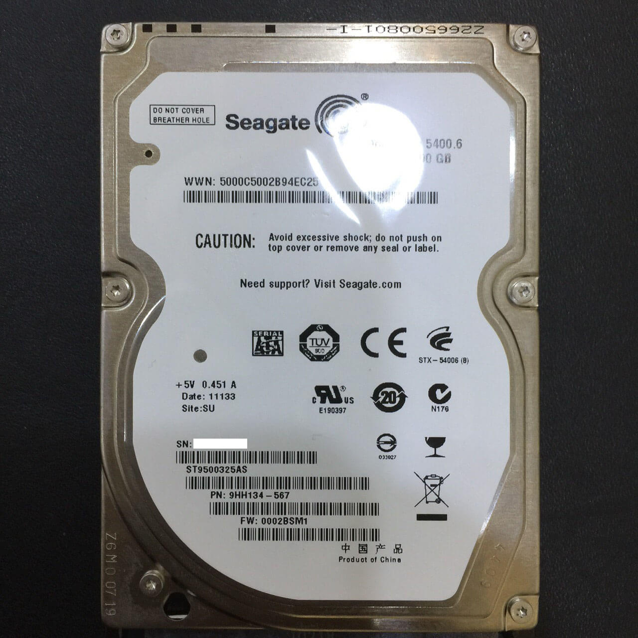 seagate500G(ST9500325AS) 硬碟資料救援