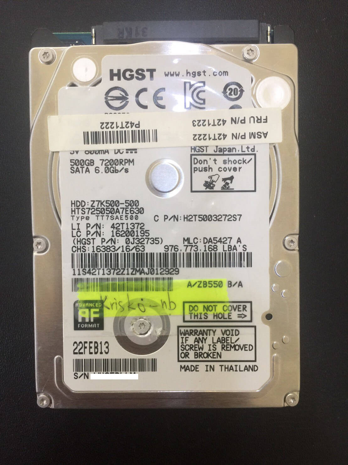 HGST 500G (HTS725050A7E630) 硬碟資料救援 - 照片 3
