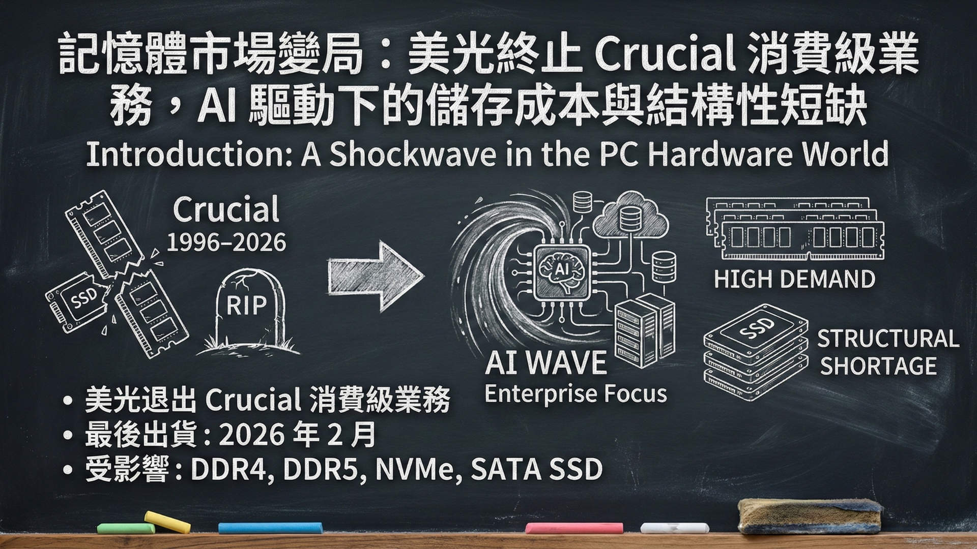 【記憶體市場變局】美光終止 Crucial 消費級業務:AI 驅動下的儲存成本與結構性短缺全面解析|新竹資料救援專家 - 最新消息